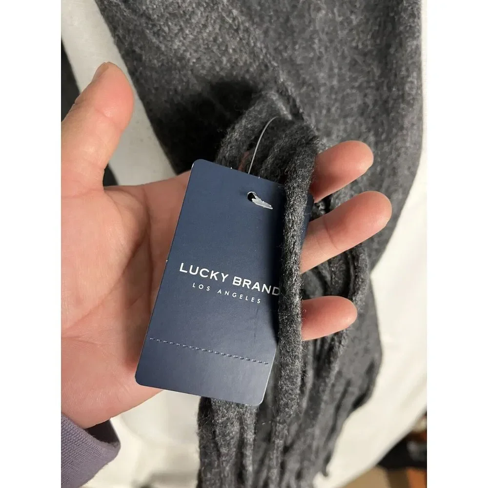 $69.50 Lucky Brand‎ Solid Brushed Scarf Fringe ONE SIZE Gray.